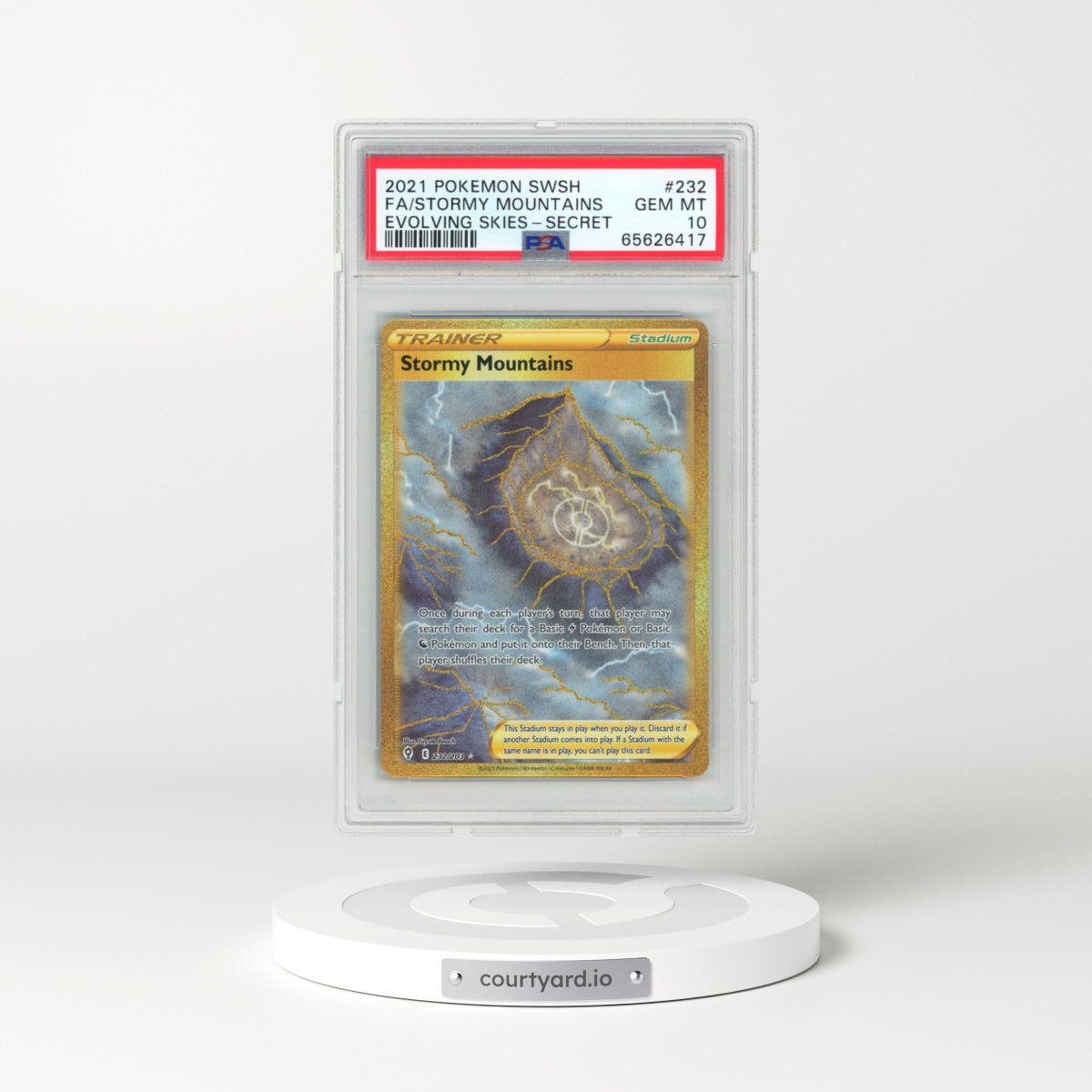 2021 Pokémon Sword & Shield Evolving Skies #232 Stormy Mountains - Full Art Secret (PSA 10 GEM MINT)