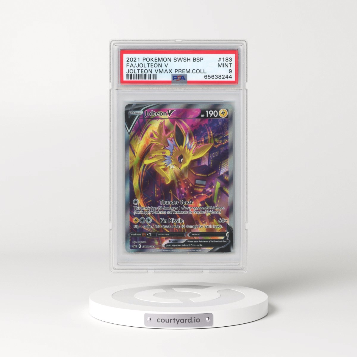2021 Pokémon Swsh Black Star Promo #183 Jolteon V - Holo Full Art Jolteon Vmax Premium Collection (PSA 9 MINT)
