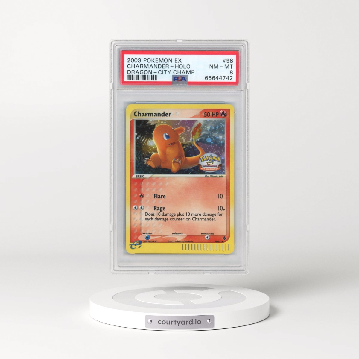 2003 Pokémon EX Dragon #98 Charmander - Holo City Championships (PSA 8 NM-MT)