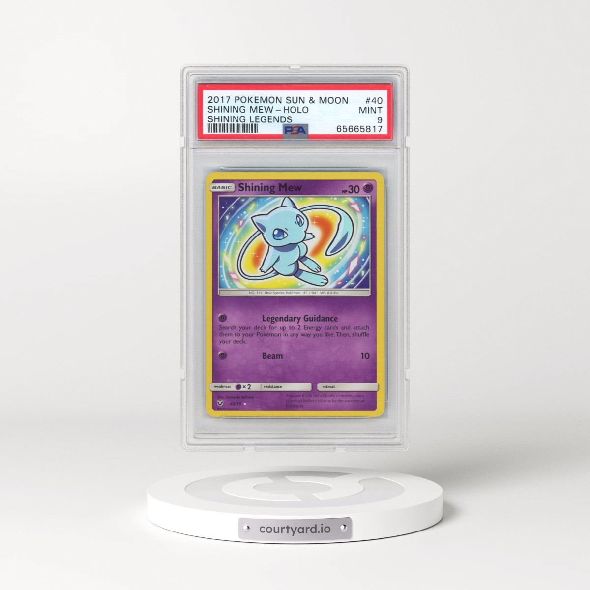 2017 Pokémon Sun & Moon Shining Legends #40 Shining Mew - Holo Holo (PSA 9 MINT)