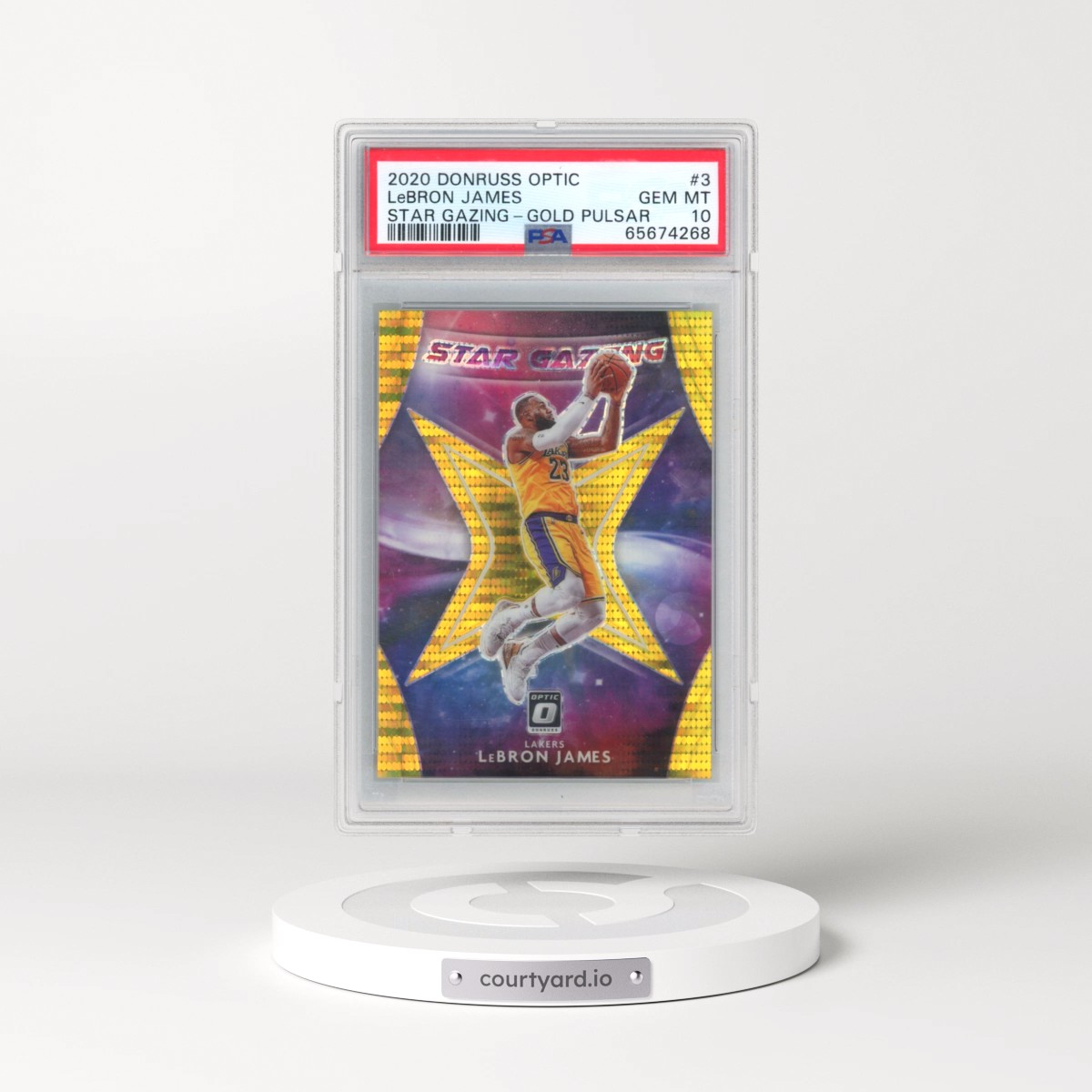 2020 Panini Donruss Optic Star Gazing #3 LeBron James - Gold Pulsar (PSA 10 GEM MINT)