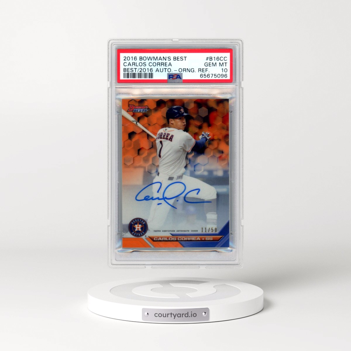 2016 Bowman's Best Best of 2016 Autograph #B16CC Carlos Correa - Orange Refractor (PSA 10 GEM MINT)
