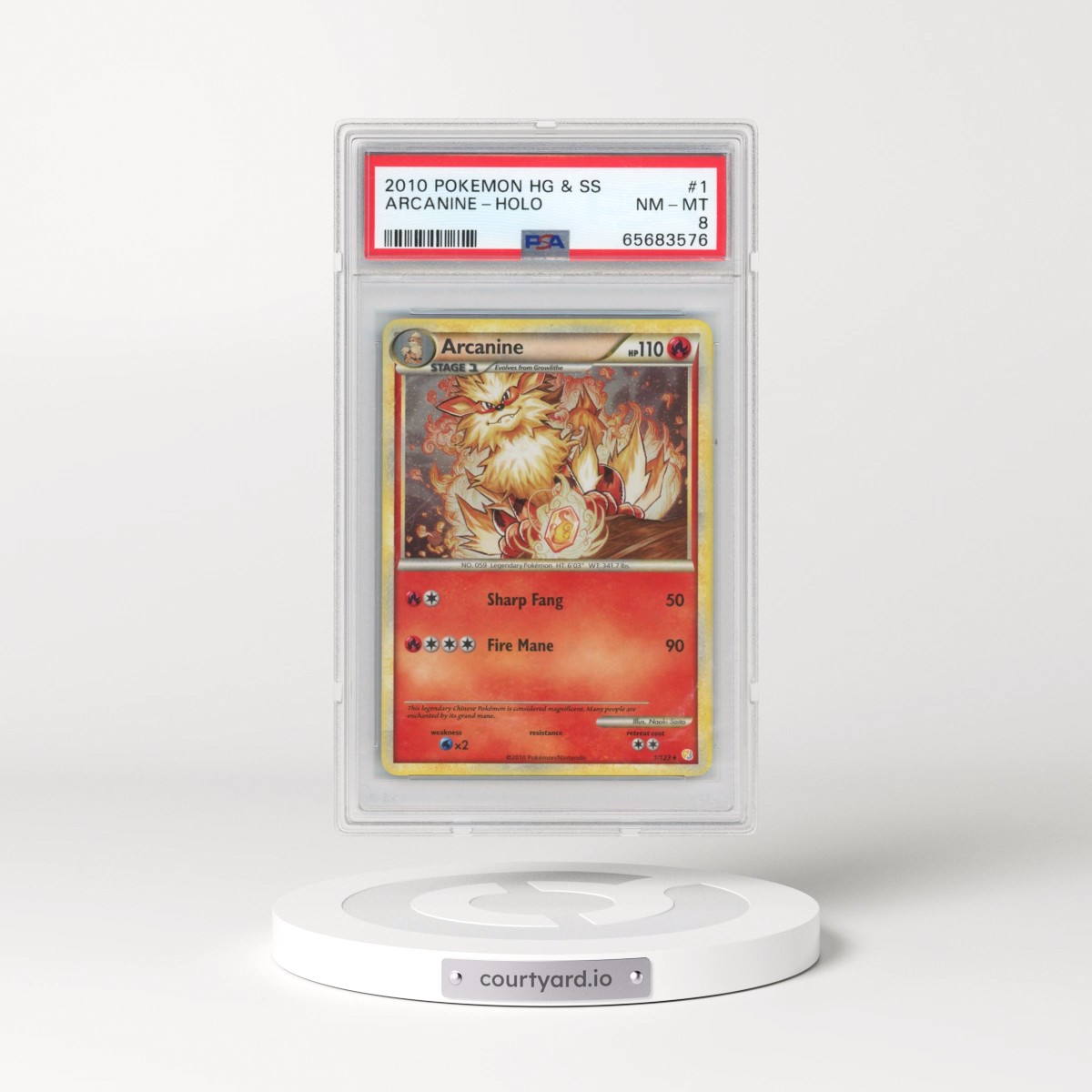 2010 Pokémon Heartgold & Soulsilver #1 Arcanine - Holo (PSA 8 NM-MT)