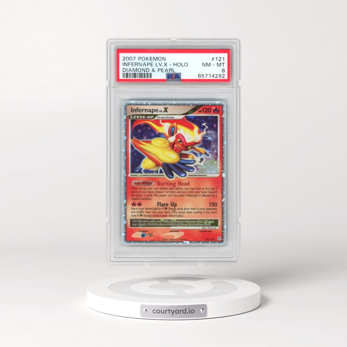 2007 Pokémon Diamond & Pearl #121 Infernape LV.X - Holo (PSA 8 NM-MT)