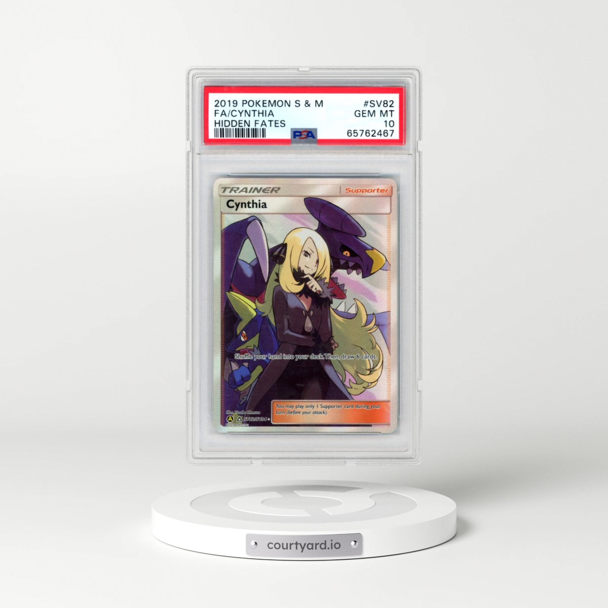 2019 Pokémon Sun & Moon Hidden Fates #SV82 Cynthia - Full Art (PSA 10 GEM MINT)