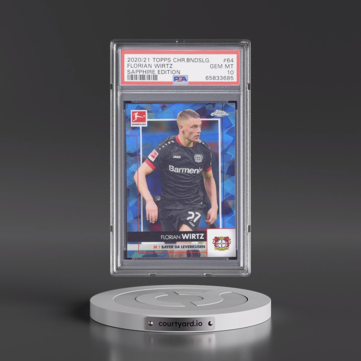 2020 Topps Chrome Bundesliga Sapphire Edition #64 Florian Wirtz (PSA 10 GEM MINT)