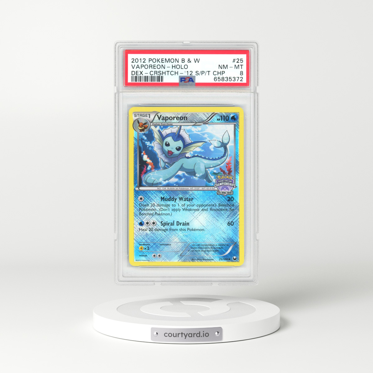 2012 Dark Explorers #25 Vaporeon - Holo (PSA 8 NM-MT)