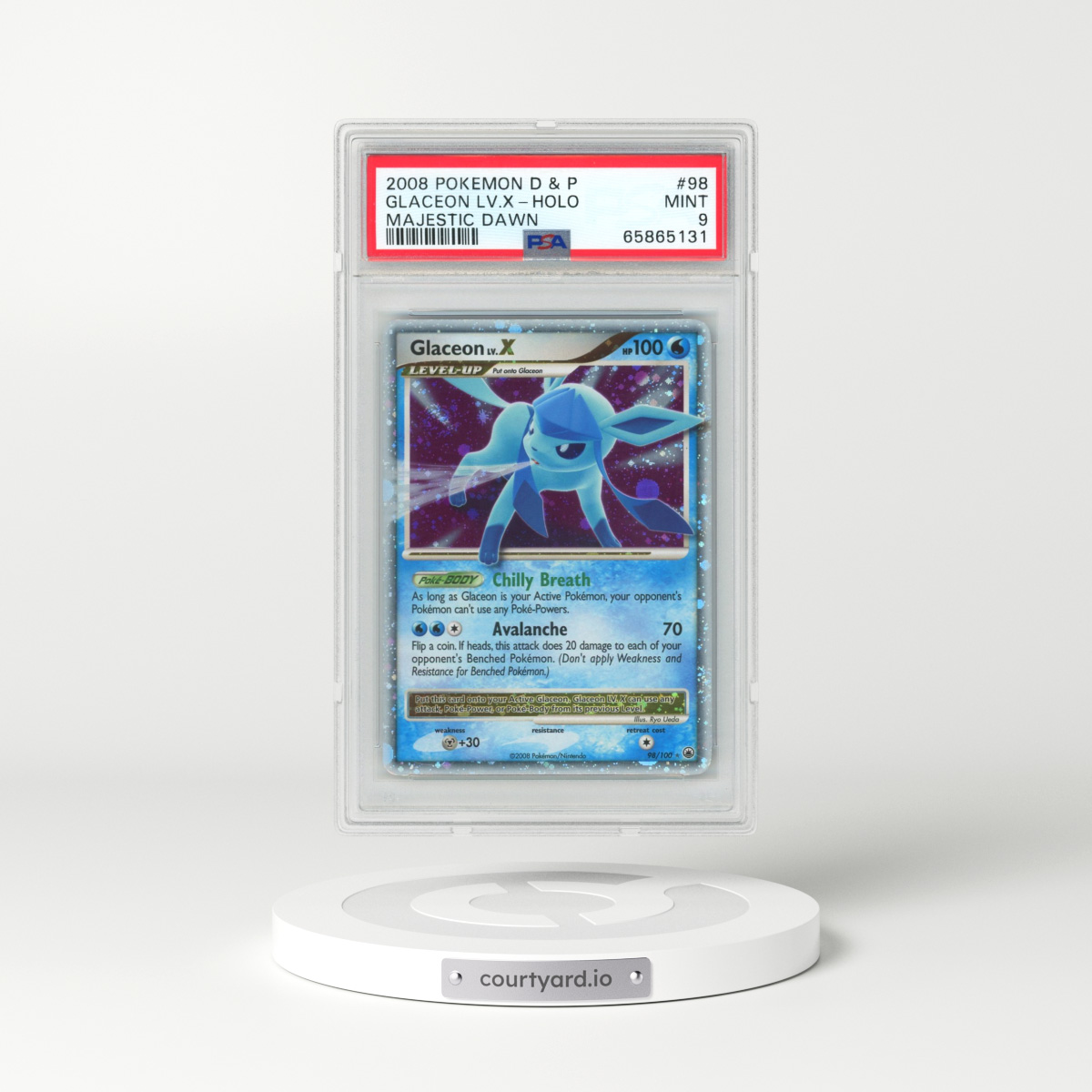 2008 Pokémon Diamond & Pearl Majestic Dawn #98 Glaceon LV.X - Holo (PSA 9 MINT)