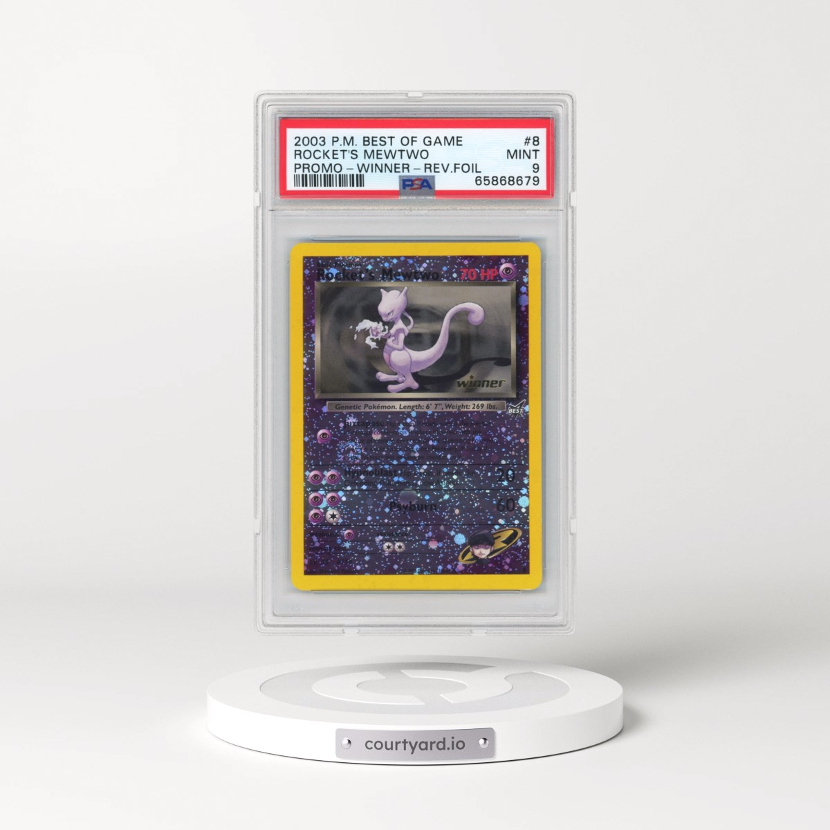 2003 Pokémon Best of Game Promo #8 Rocket's Mewtwo - Reverse Foil Winner (PSA 9 MINT)