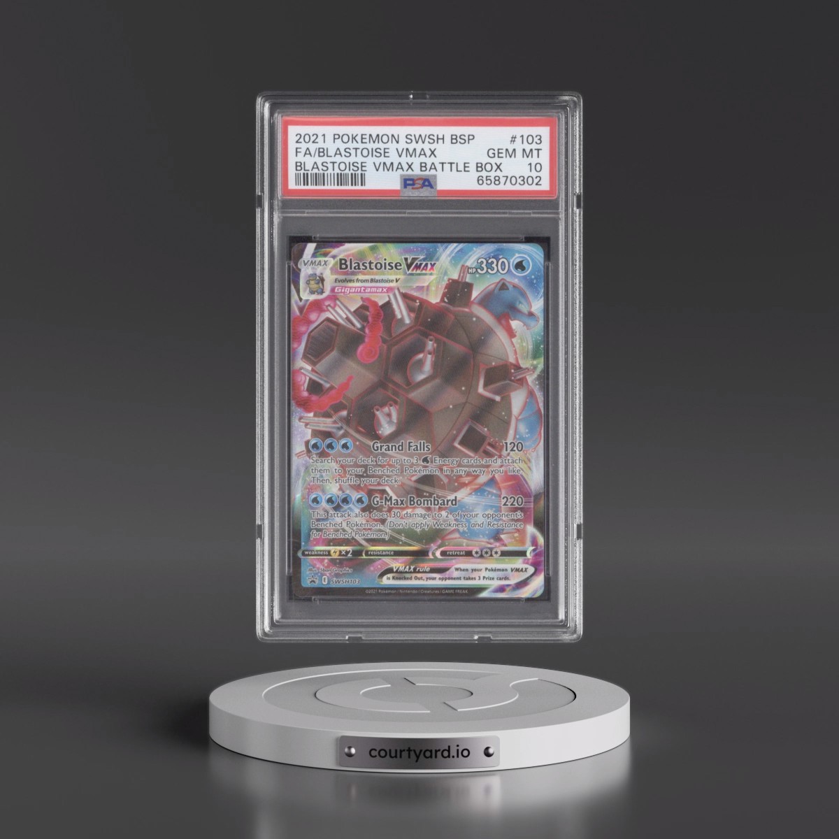 2021 Pokémon Swsh Black Star Promo #103 Blastoise Vmax - Full Art Blastoise Vmax Battle Box (PSA 10 GEM MINT)