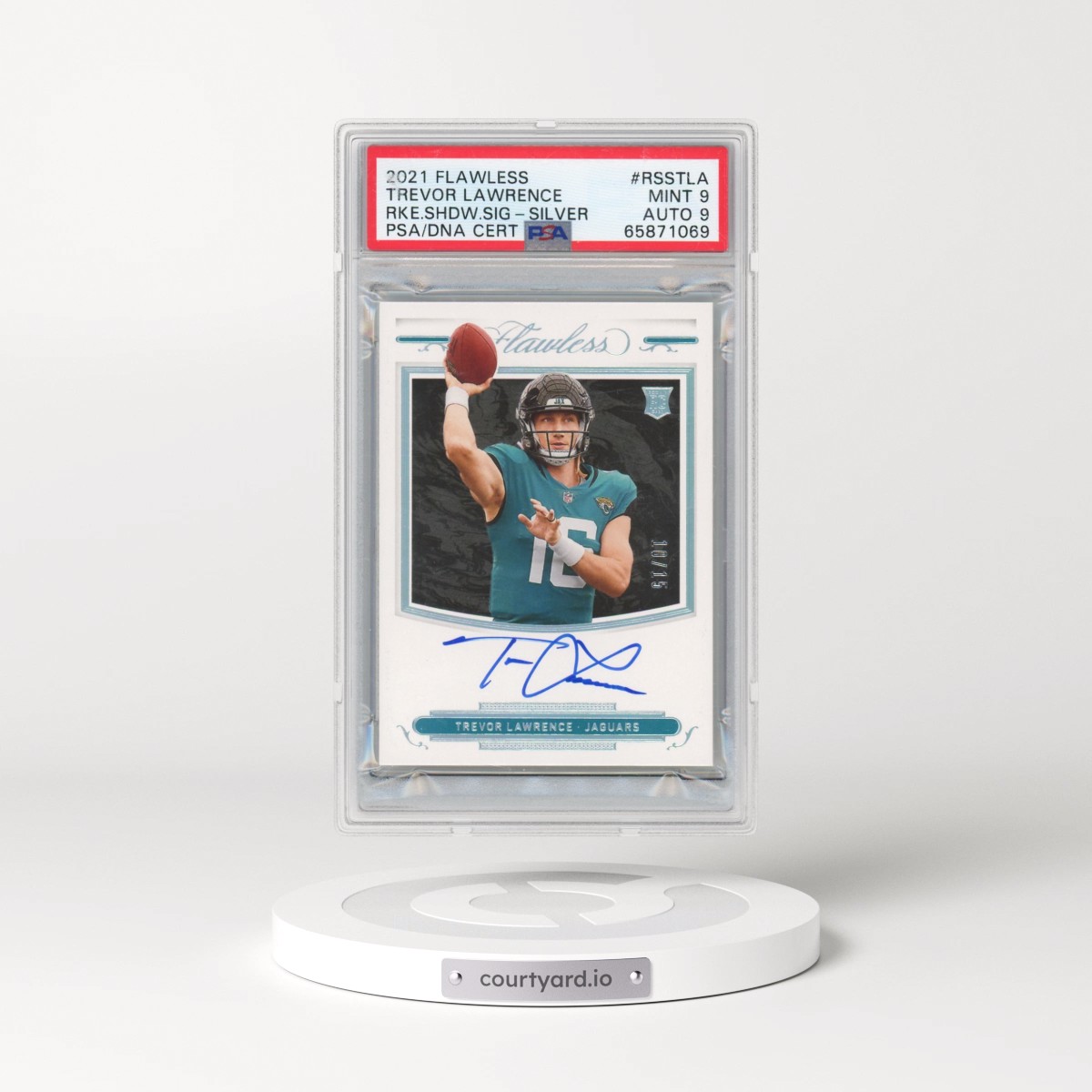 2021 Panini Flawless Rookie Shadow Signatures #RSSTLA Trevor Lawrence - Silver (PSA 9 MINT)