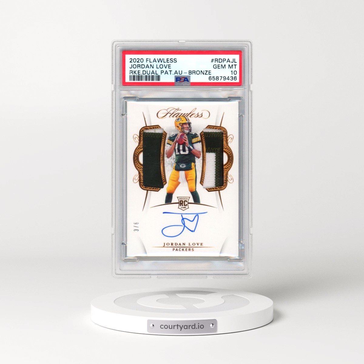 2020 Panini Flawless Rookie Dual Patch Autographs #RDPAJL Jordan Love - Bronze (PSA 10 GEM MINT)