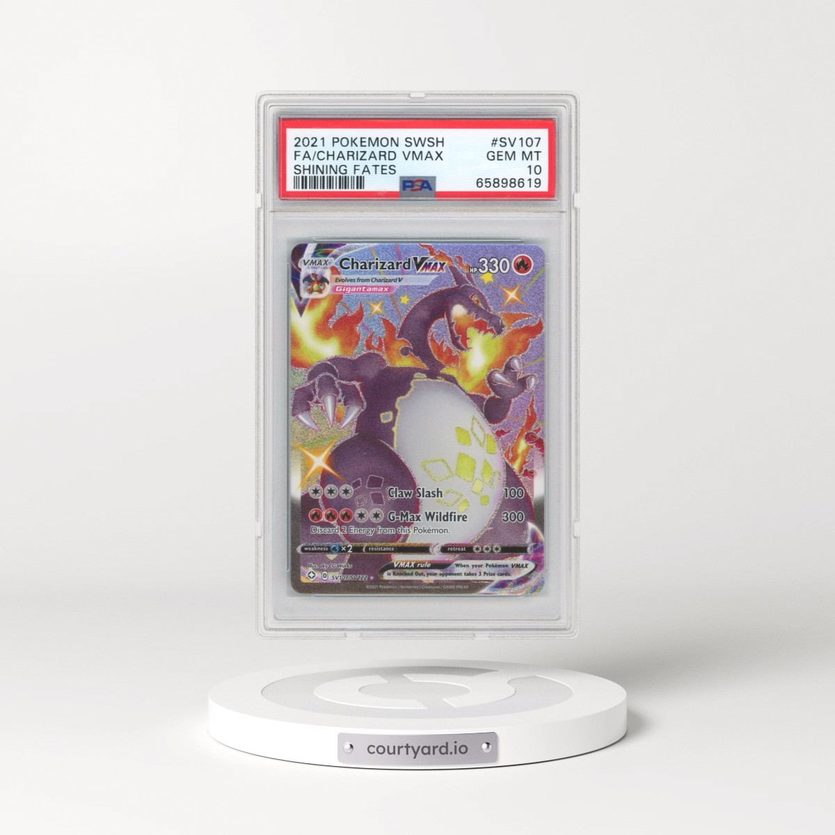 2021 Pokémon Sword & Shield Shining Fates #SV107 Charizard Vmax - Full Art (PSA 10 GEM MINT)