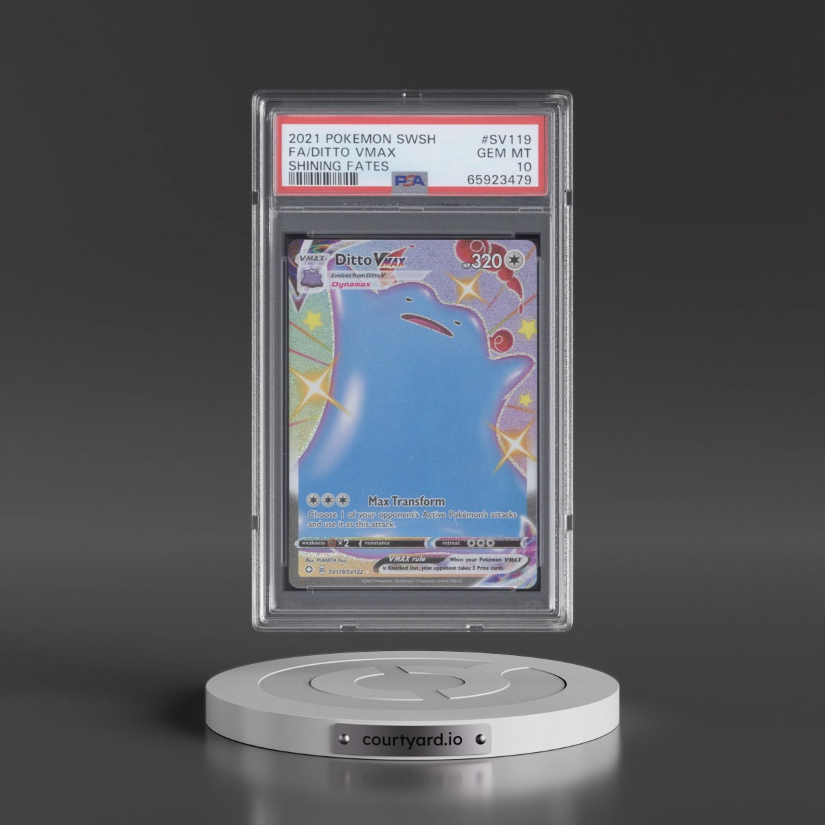 2021 Pokémon Sword & Shield Shining Fates #SV119 Ditto Vmax - Full Art (PSA 10 GEM MINT)