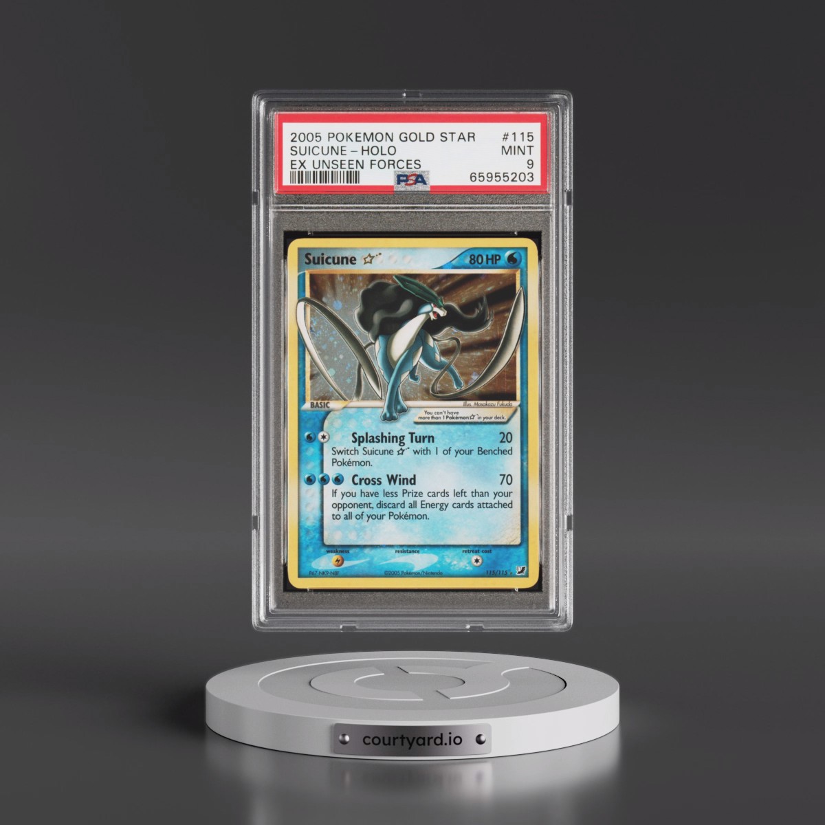 2005 Pokémon EX Unseen Forces #115 Suicune - Holo Gold Star (PSA 9 MINT)