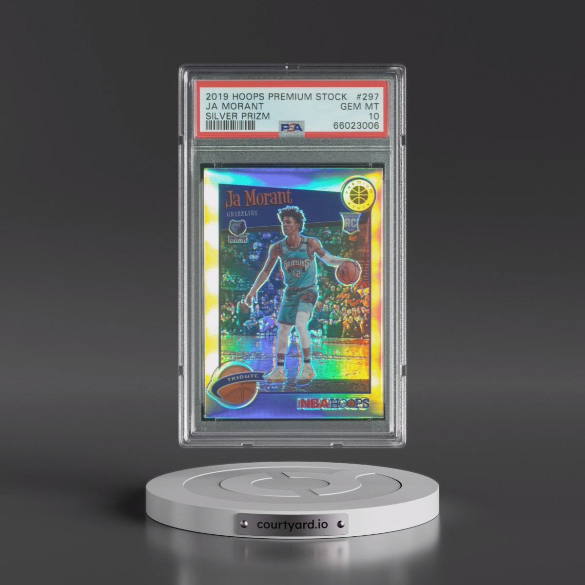 2019 Panini Hoops Premium Stock #297 Ja Morant - Silver Prizm (PSA 10 GEM MINT)
