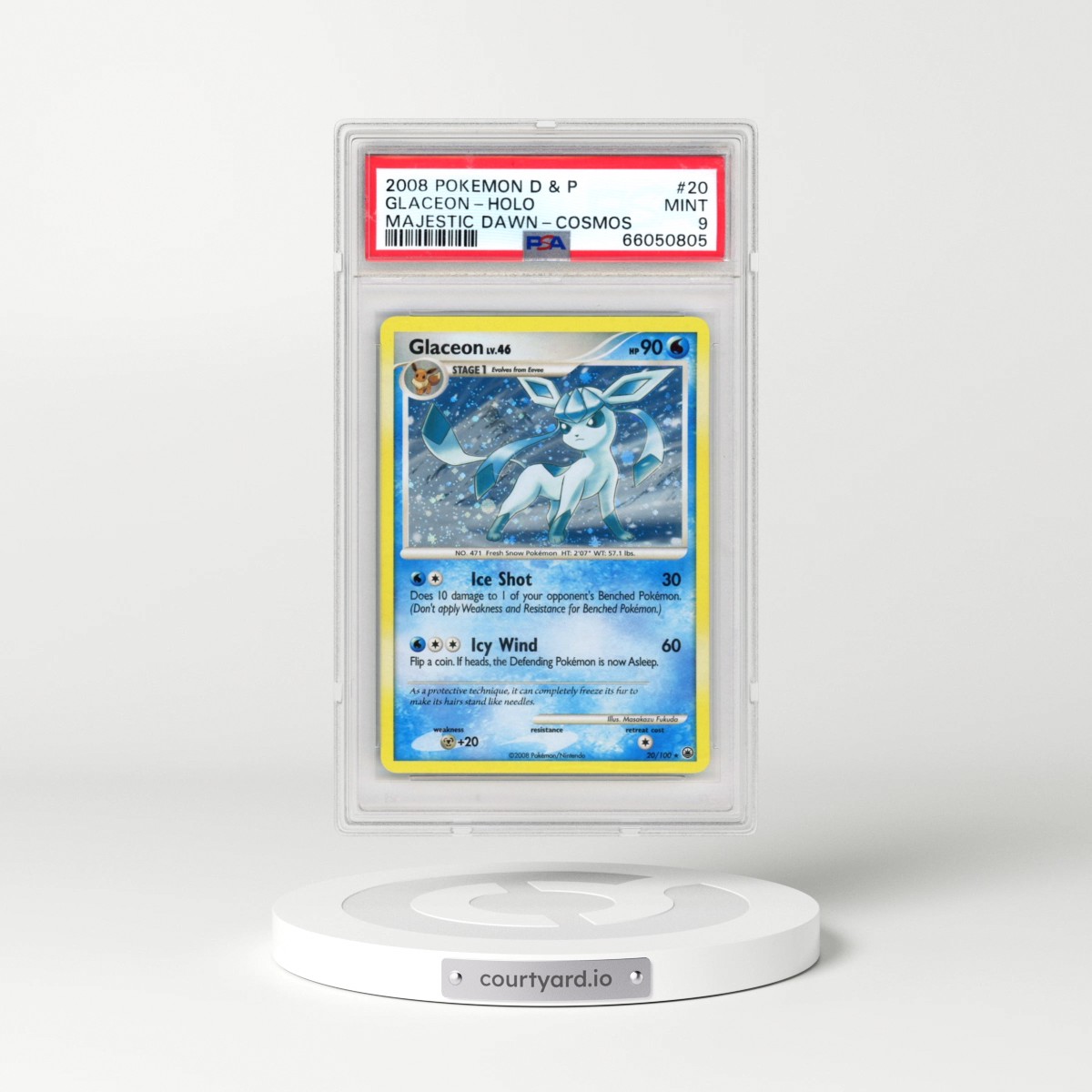 2008 Pokémon Diamond & Pearl Majestic Dawn #20 Glaceon - Holo Cosmos (PSA 9 MINT)