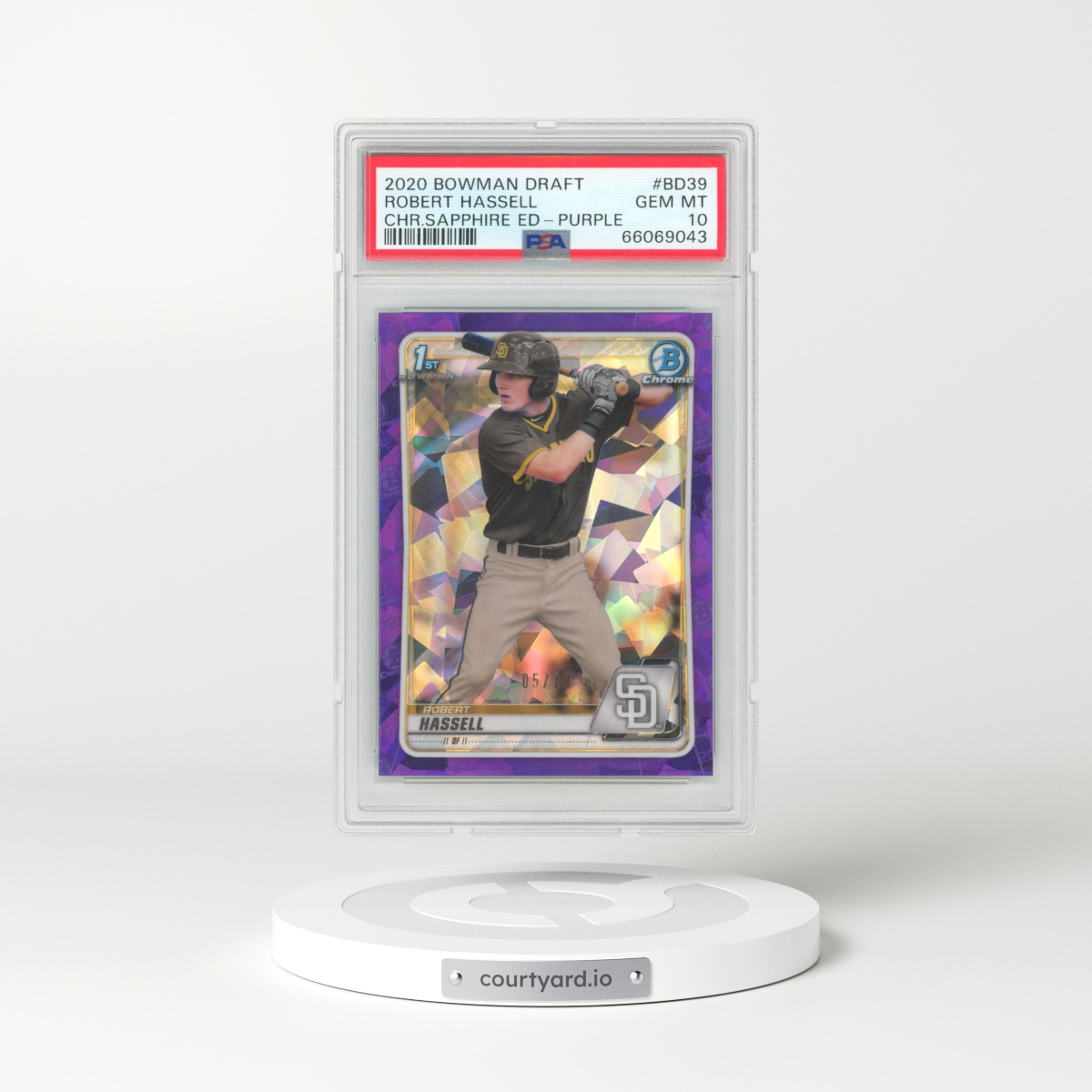 2020 Bowman Draft Chrome Sapphire Edition #BD39 Robert Hassell - Purple (PSA 10 GEM MINT)