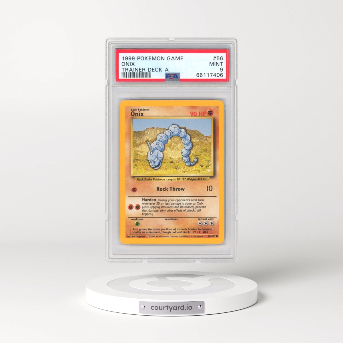 1999 Pokémon Game #56 Onix - Trainer Deck A (PSA 9 MINT)
