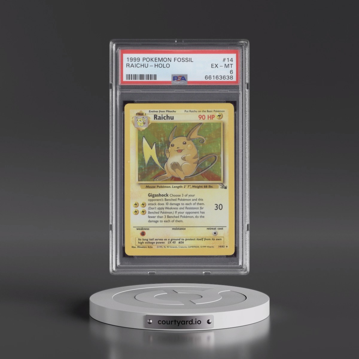 1999 Pokémon Fossil #14 Raichu - Holo (PSA 6 EX-MT)