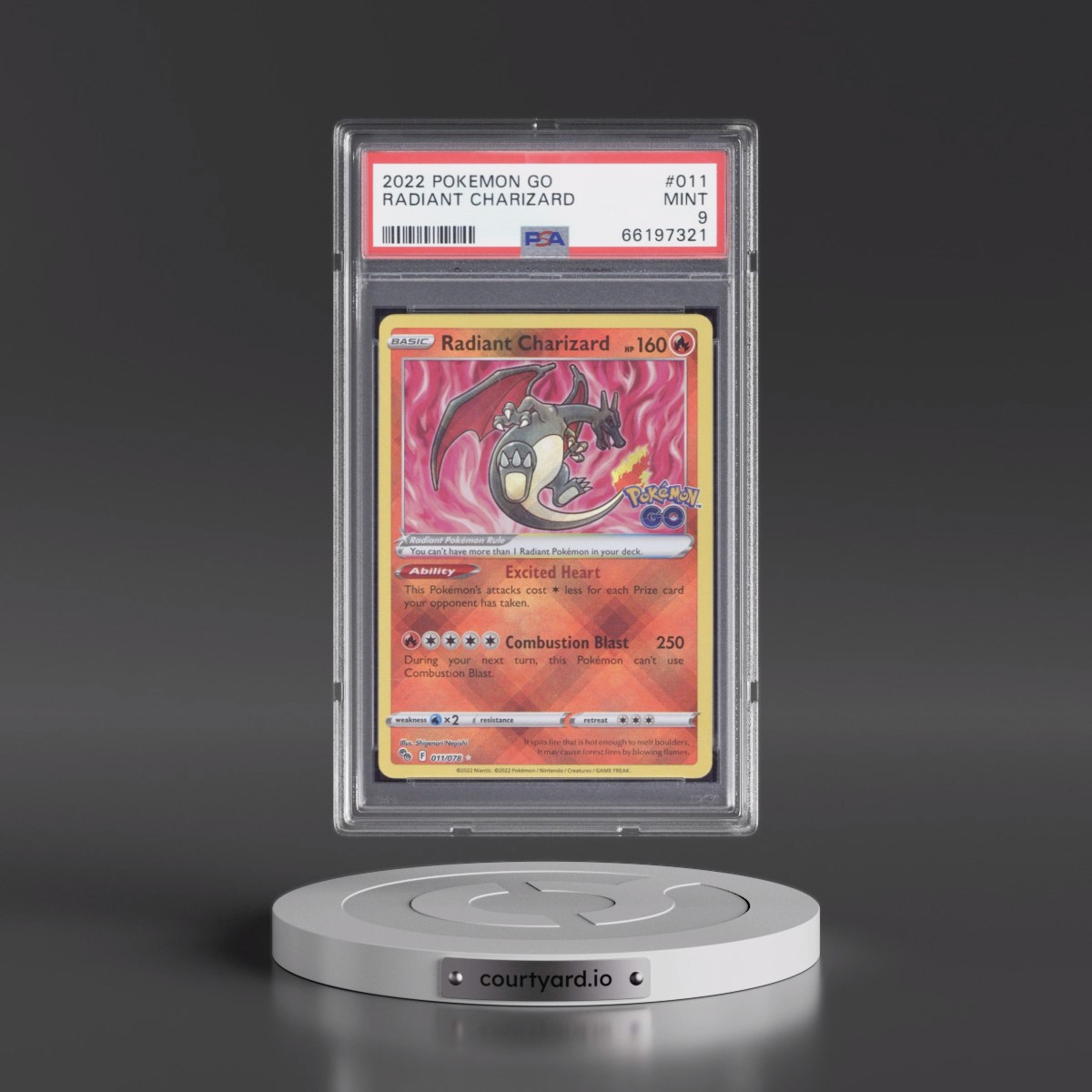 2022 Pokémon Go #011 Radiant Charizard - Holo (PSA 9 MINT)