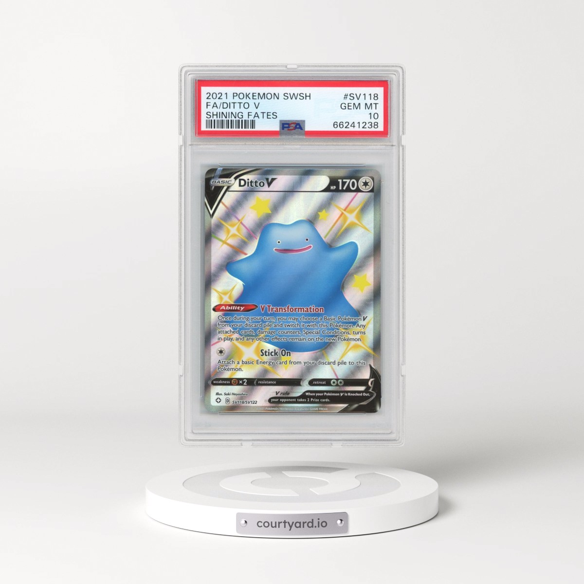 2021 Pokémon Sword & Shield Shining Fates #SV118 Ditto V - Holo Full Art (PSA 10 GEM MINT)