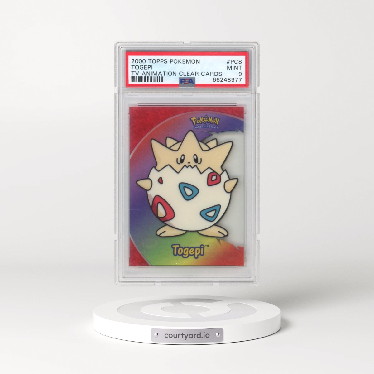 2000 Topps Pokémon TV Animation Clear Cards #PC8 Togepi (PSA 9 MINT)
