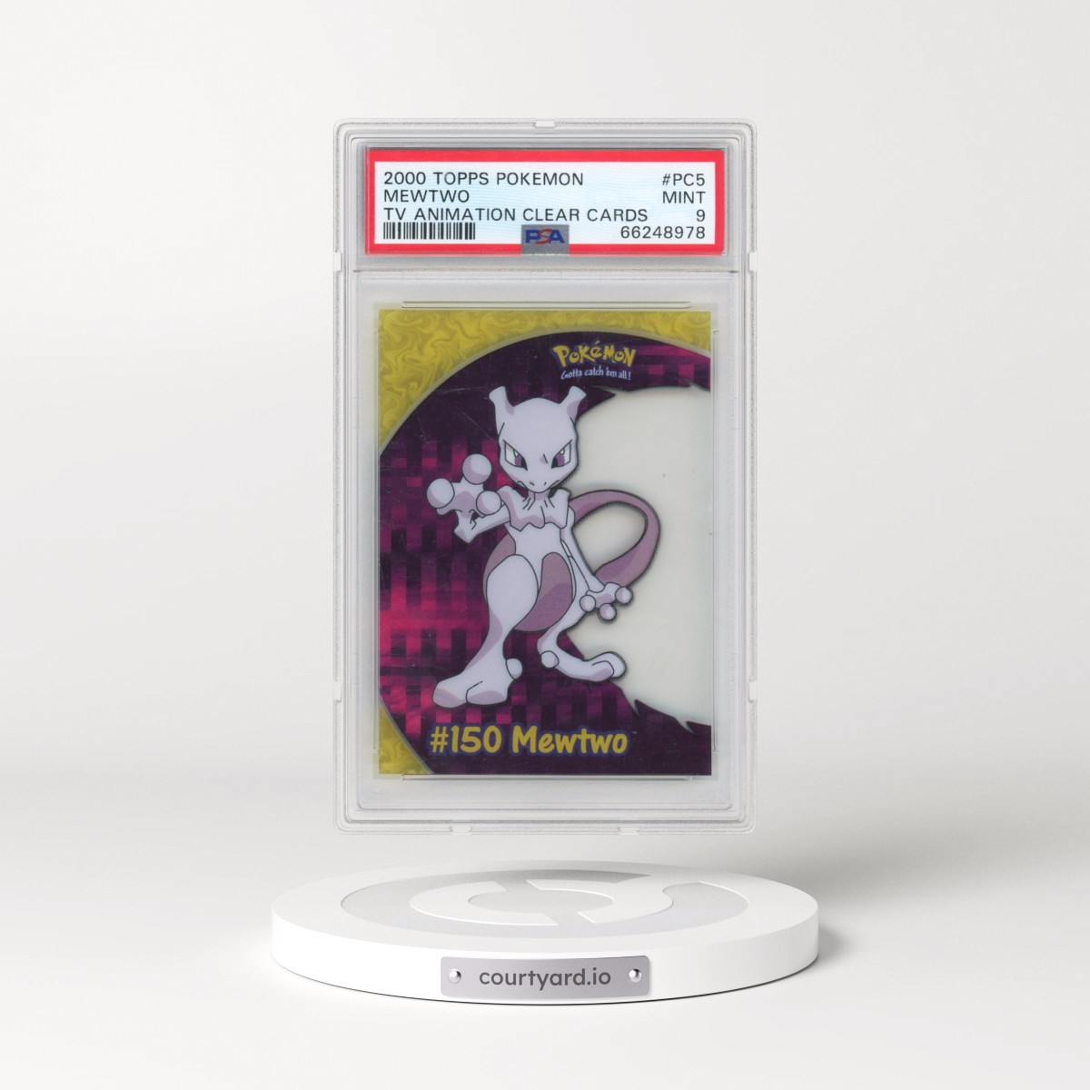 2000 Topps Pokémon TV Animation Clear Cards #PC5 Mewtwo (PSA 9 MINT)