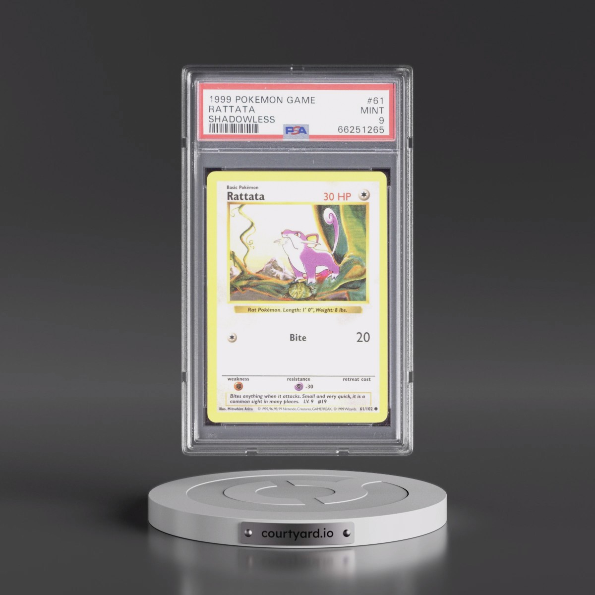 1999 Pokémon Game #61 Rattata - Shadowless (PSA 9 MINT)