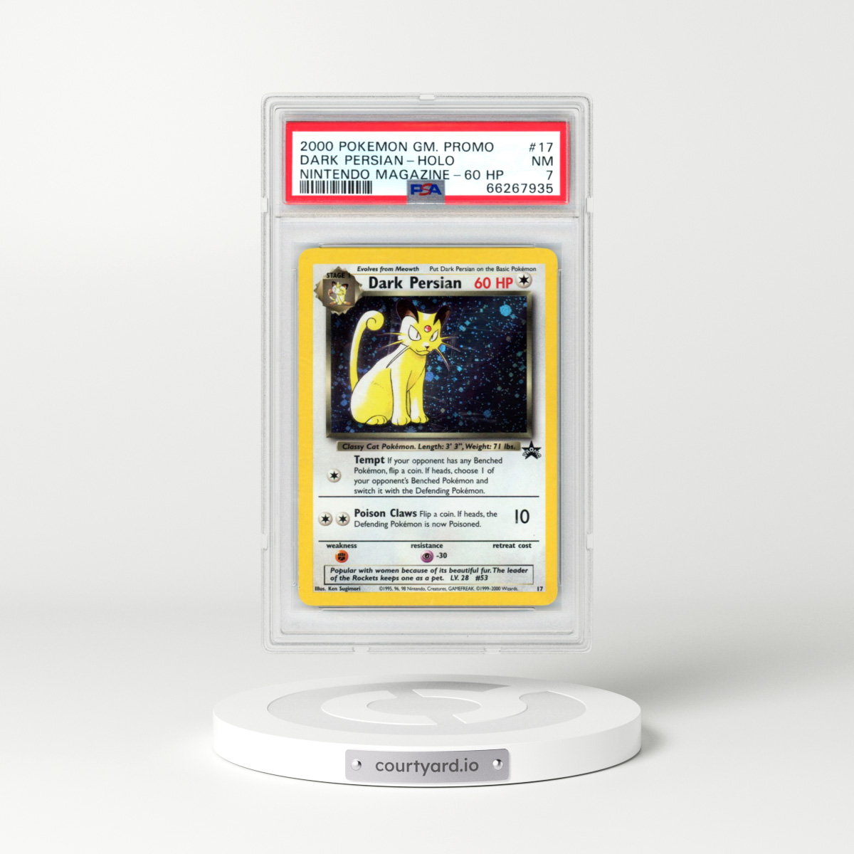 2000 Pokémon Game Promo #17 Dark Persian - Holo Nintendo Magazine-60 HP (PSA 7 NM)