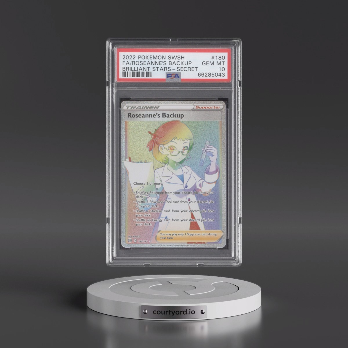 2022 Pokémon Sword & Shield Brilliant Stars Roseanne's Backup - Full Art Secret #180 PSA 10