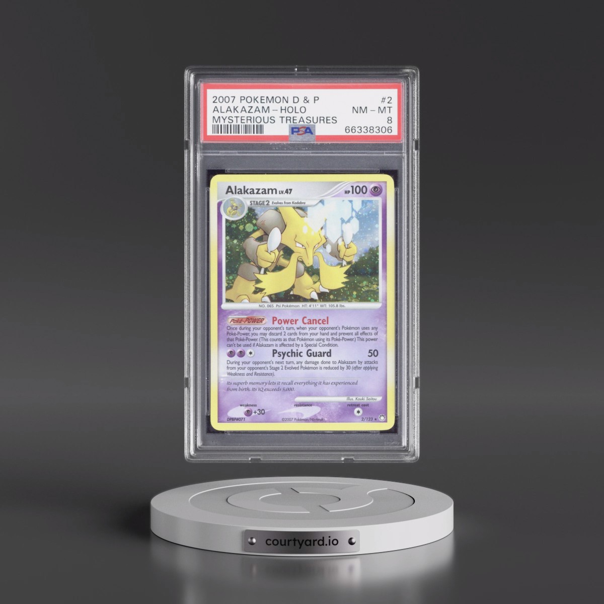 2007 Pokémon Diamond & Pearl Mysterious Treasures #2 Alakazam - Holo (PSA 8 NM-MT)