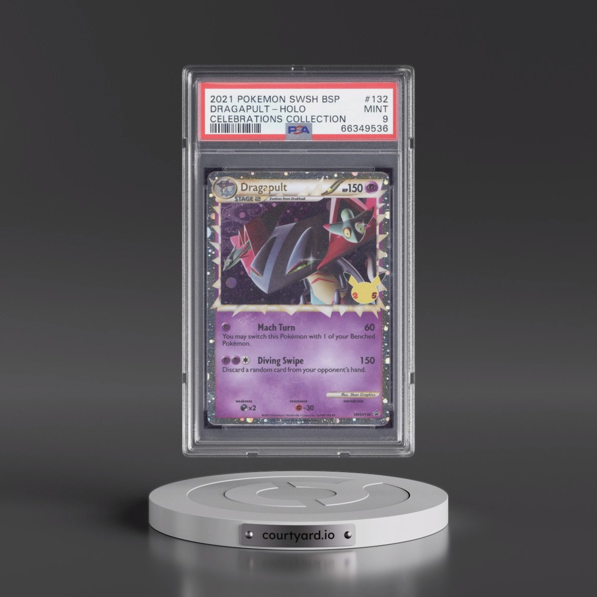 2021 Pokémon Swsh Black Star Promo #132 Dragapult - Holo Celebrations Collection (PSA 9 MINT)
