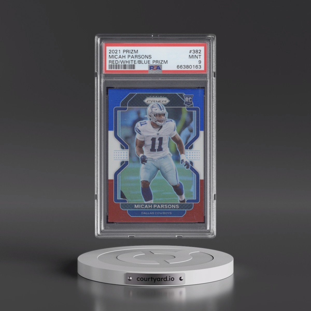 2021 Panini Prizm #382 Micah Parsons - Red/White/Blue Prizm (PSA 9 MINT)