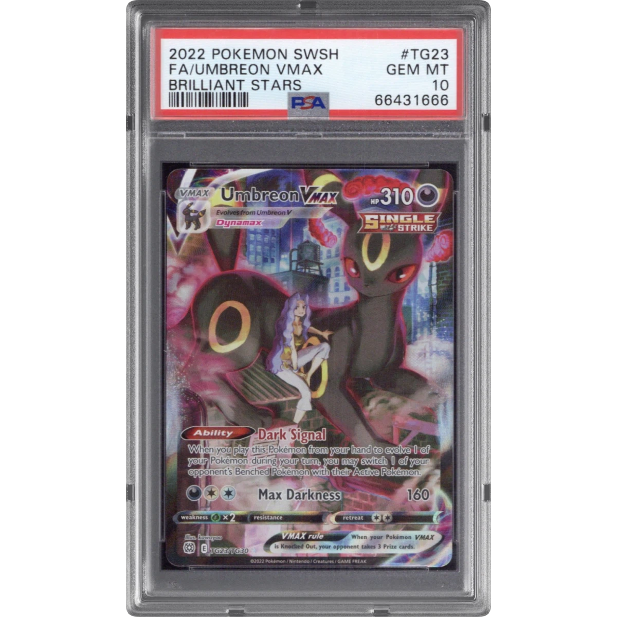 2022 Pokémon Sword & Shield Brilliant Stars #TG23 Umbreon Vmax - Full Art (PSA 10 GEM MINT)