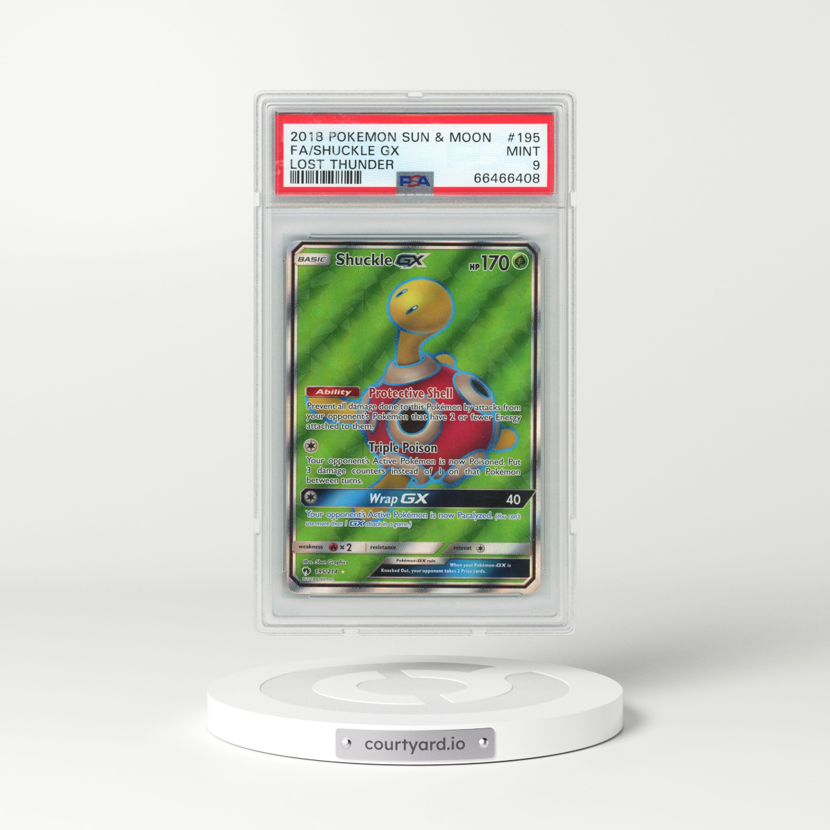 2018 Pokémon Sun & Moon Lost Thunder #195 Shuckle GX - Holo Full Art (PSA 9 MINT)