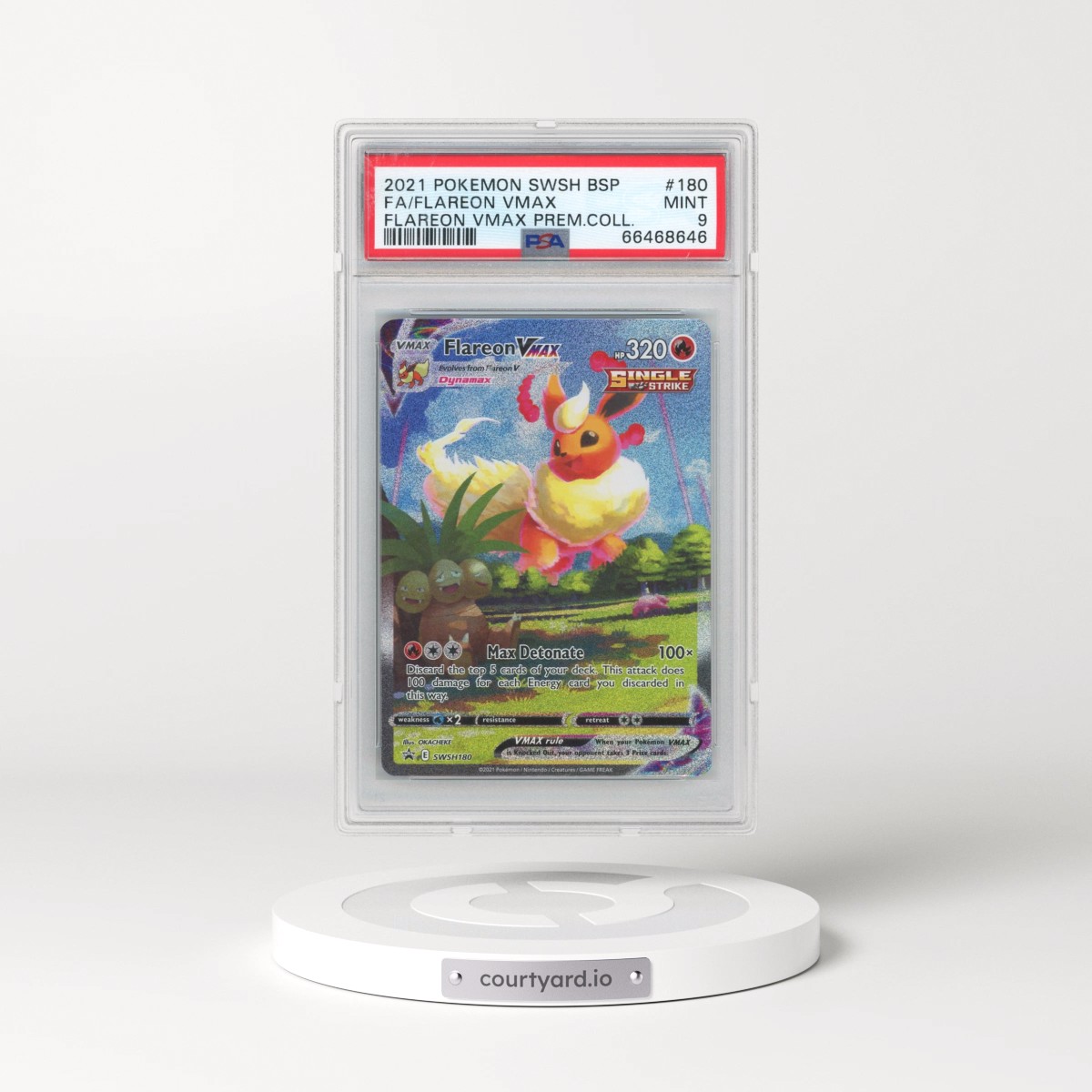 2021 Pokémon Swsh Black Star Promo #180 Flareon Vmax - Full Art Flareon Vmax Premium Collection (PSA 9 MINT)