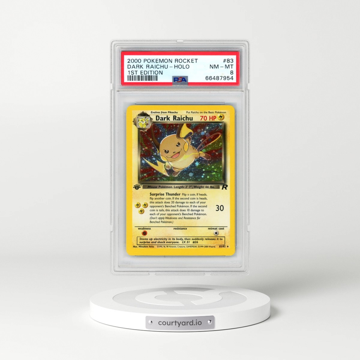 2000 Pokémon Rocket #83 Dark Raichu - 1st Edition Holo (PSA 8 NM-MT)