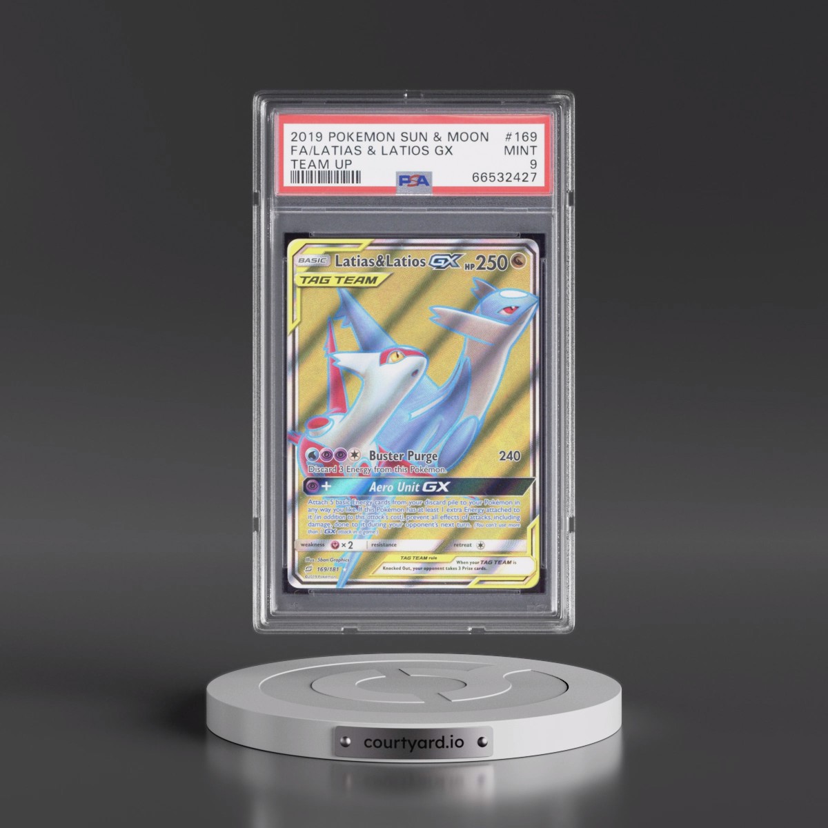 2019 Pokémon Sun & Moon Team Up #169 Latias & Latios GX - Holo Full Art (PSA 9 MINT)