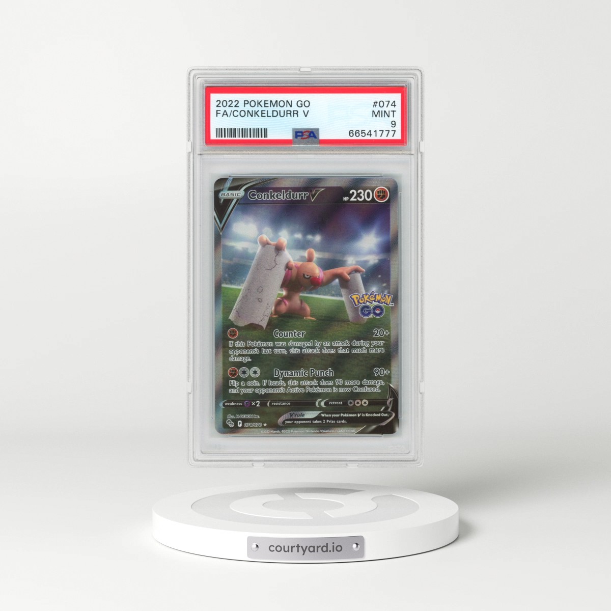 2022 Pokémon Go #074 Conkeldurr V - Holo Full Art (PSA 9 MINT)
