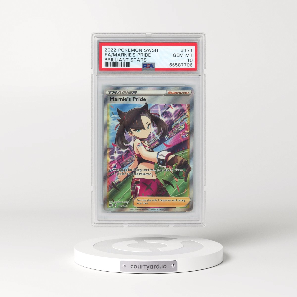 2022 Pokémon Sword & Shield Brilliant Stars #171 Marnie's Pride - Full Art (PSA 10 GEM MINT)