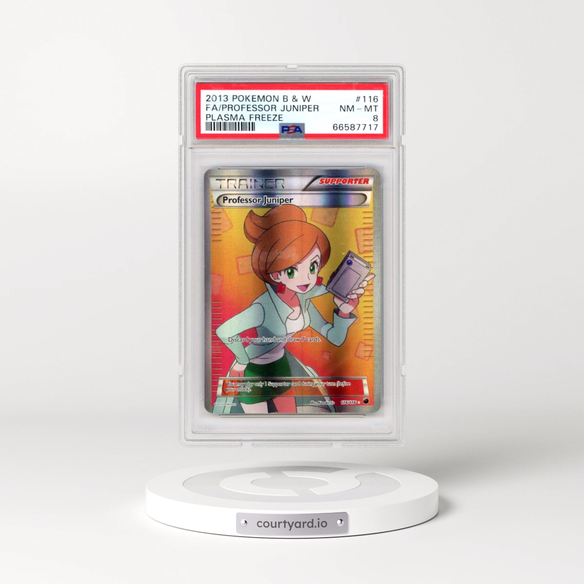 2013 Pokémon Black & White Plasma Freeze #116 Professor Juniper - Full Art (PSA 8 NM-MT)