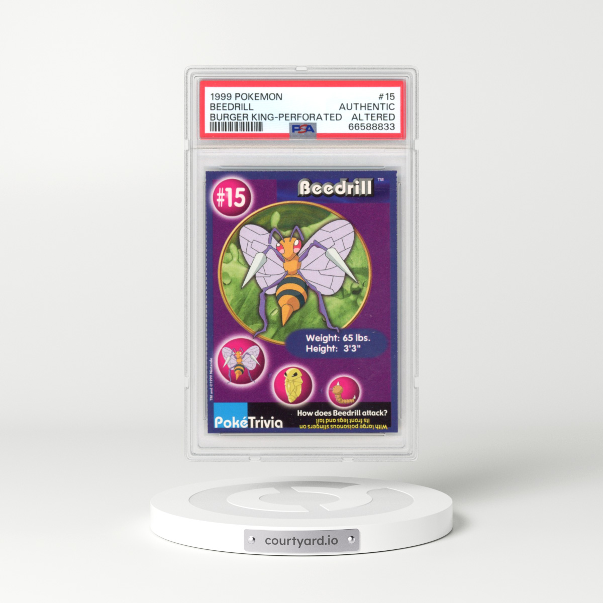 1999 Pokémon Burger King #15 Beedrill - Perforated (PSA AUTHENTIC)