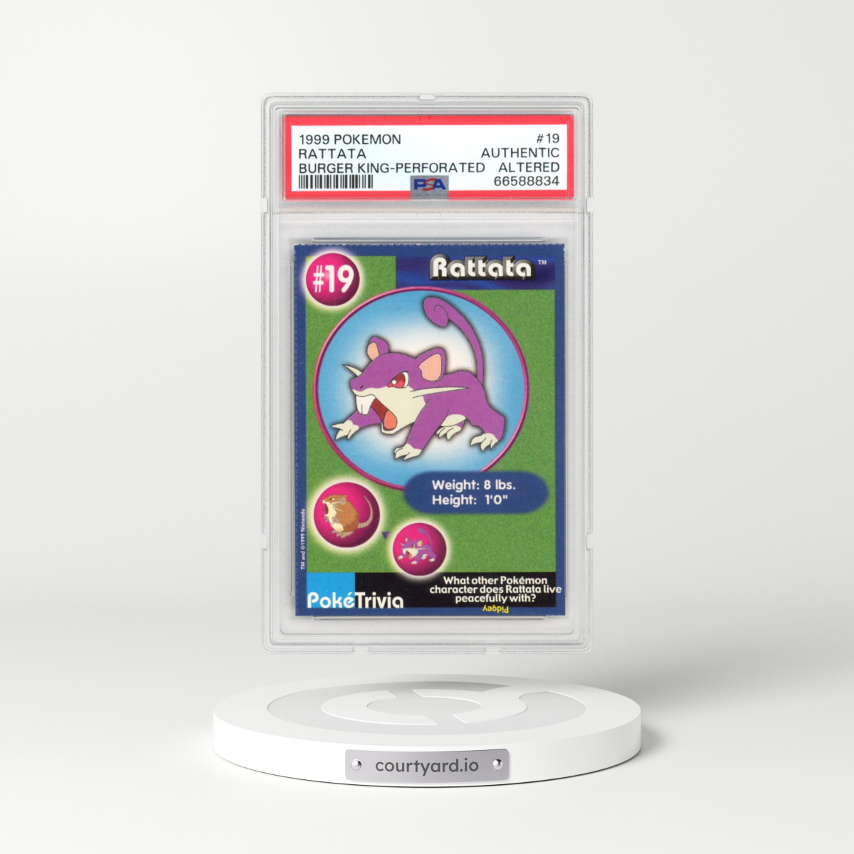 1999 Pokémon Burger King #19 Rattata - Perforated (PSA AUTHENTIC)