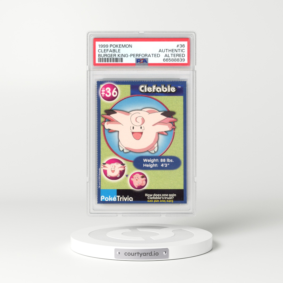 1999 Pokémon Burger King #36 Clefable - Perforated (PSA AUTHENTIC)