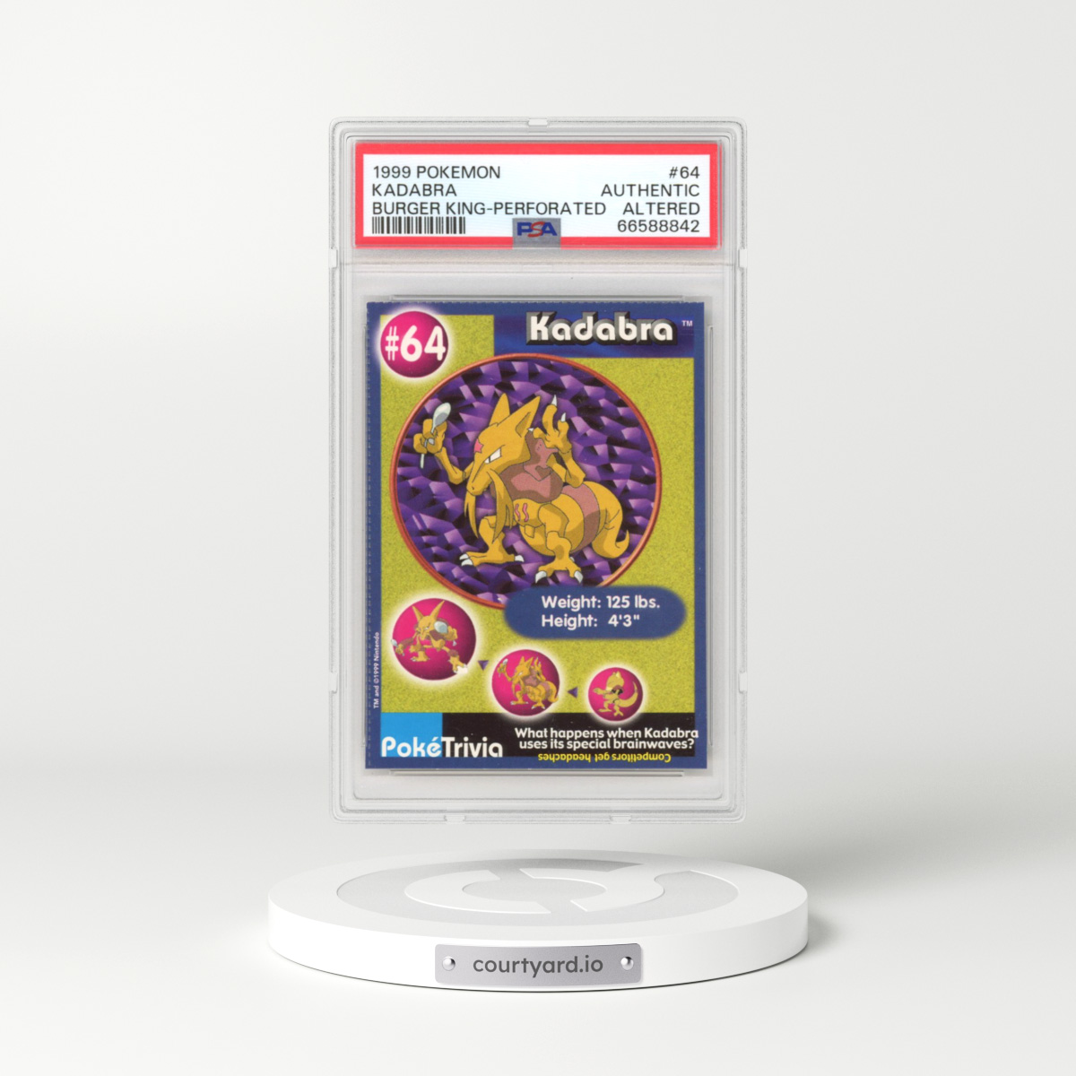 1999 Pokémon Burger King #64 Kadabra - Perforated (PSA AUTHENTIC)