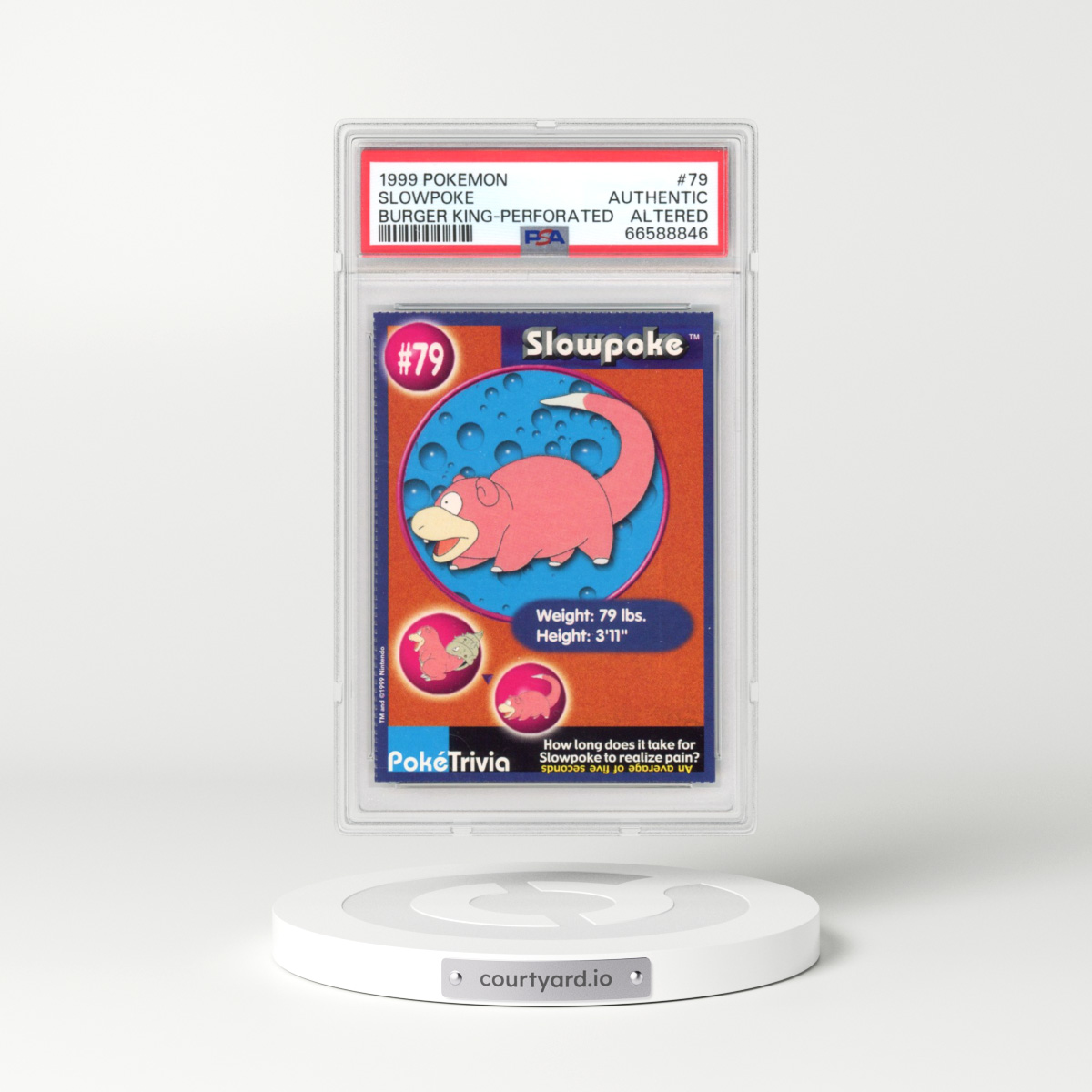 1999 Pokémon Burger King #79 Slowpoke - Perforated (PSA AUTHENTIC)