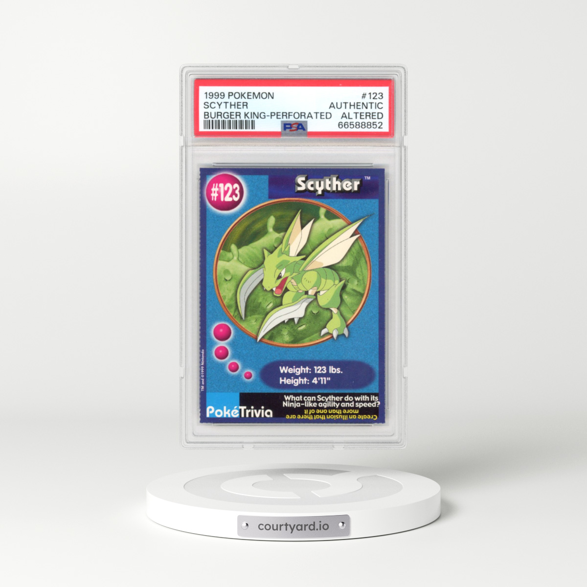 1999 Pokémon Burger King #123 Scyther - Perforated (PSA AUTHENTIC)