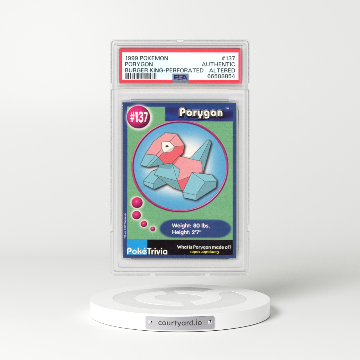 1999 Pokémon Burger King #137 Porygon - Perforated (PSA AUTHENTIC)