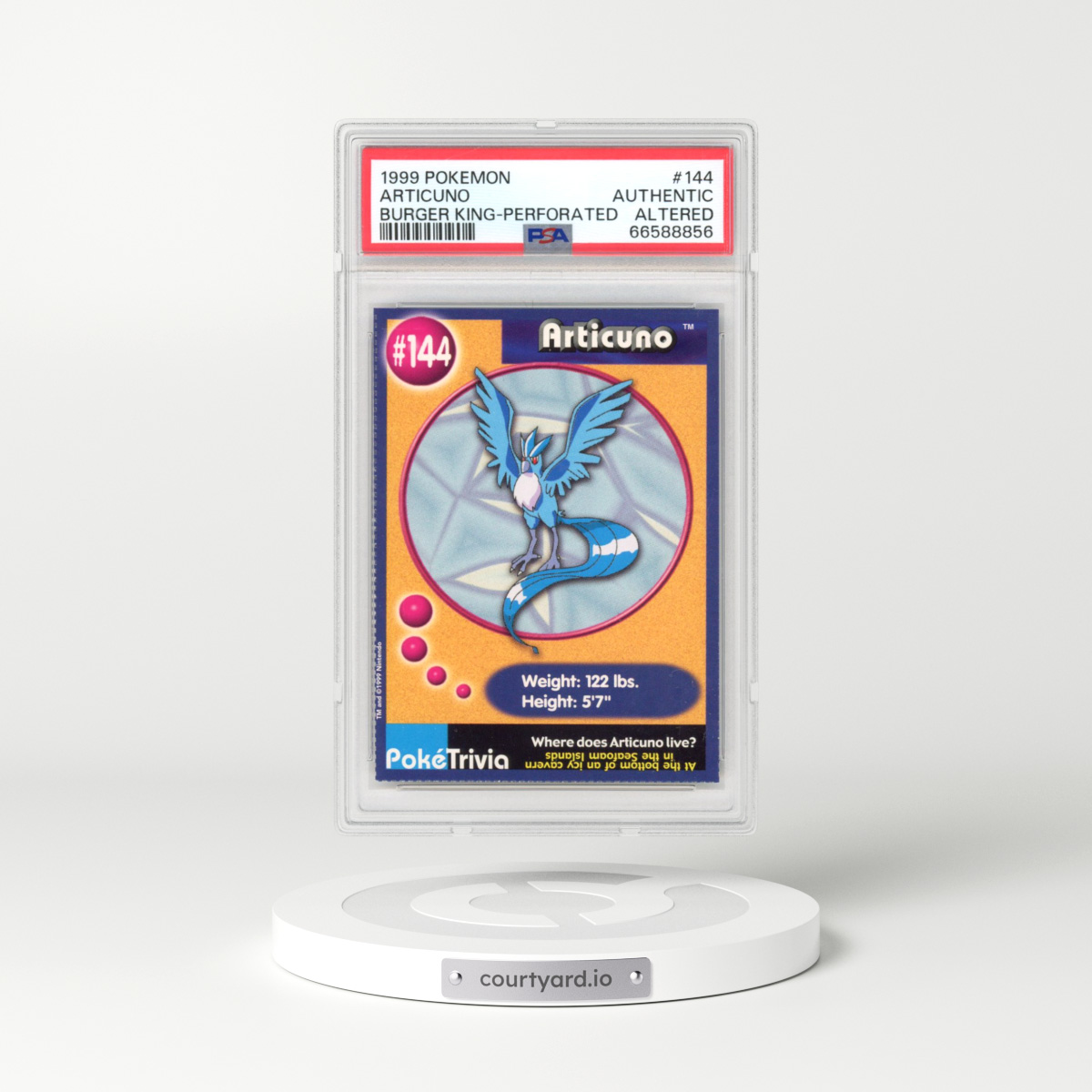 1999 Pokémon Burger King #144 Articuno - Perforated (PSA AUTHENTIC)